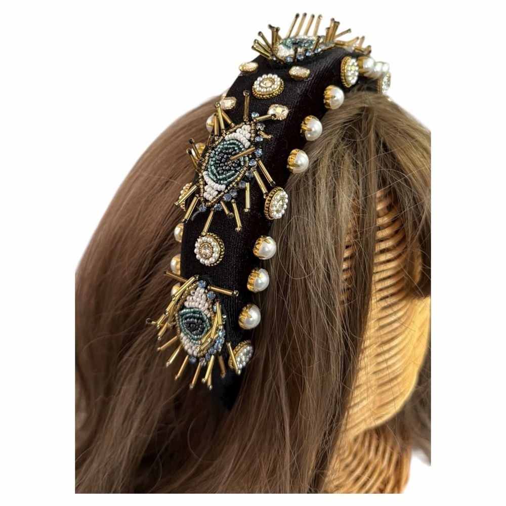 Evil Eye Seed Bead Headband - Picture 11 of 11